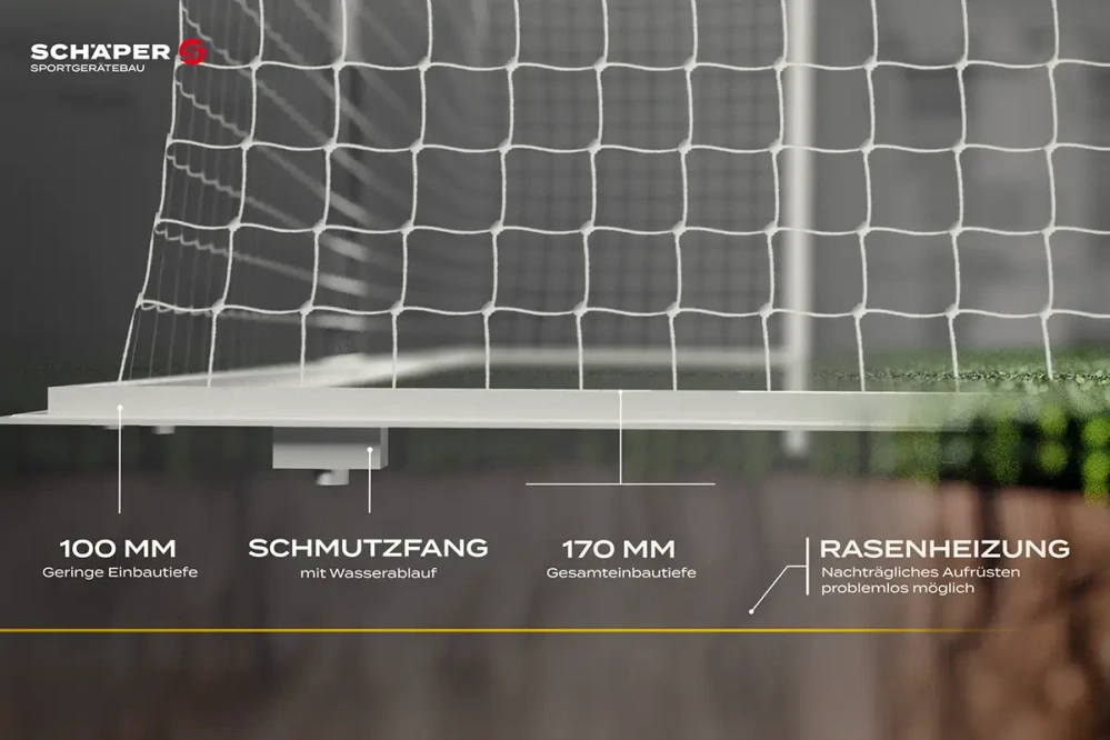 Zapuštěný základový rám Competition pro fotbalové branky 7,32 × 2,44 m